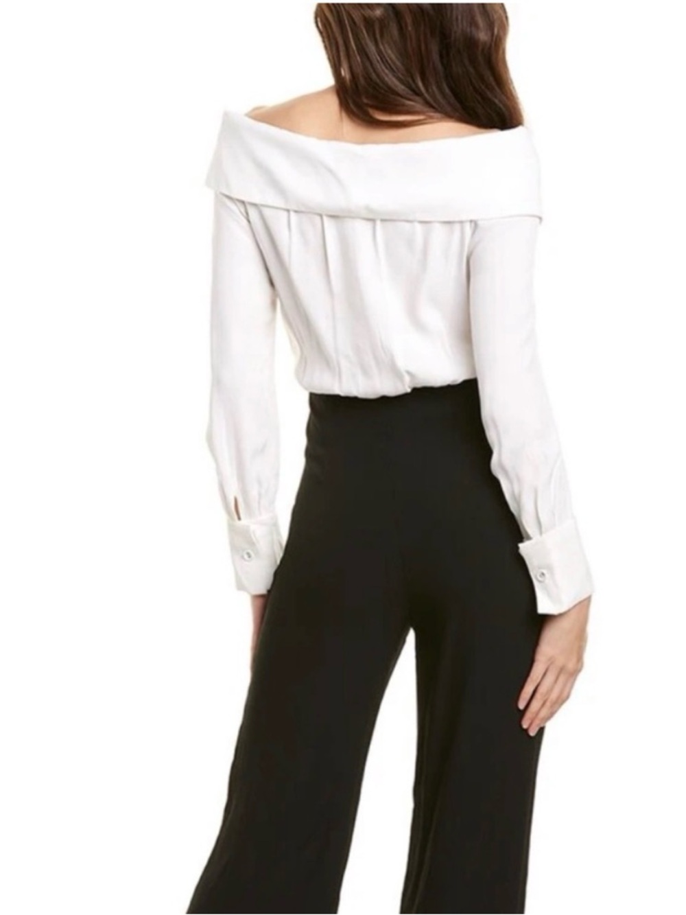New STAUD Palladium Jumpsuit Off-Shoulder Two-Tone Jumpsuit - Black & White S/4 - Picture 3 of 15